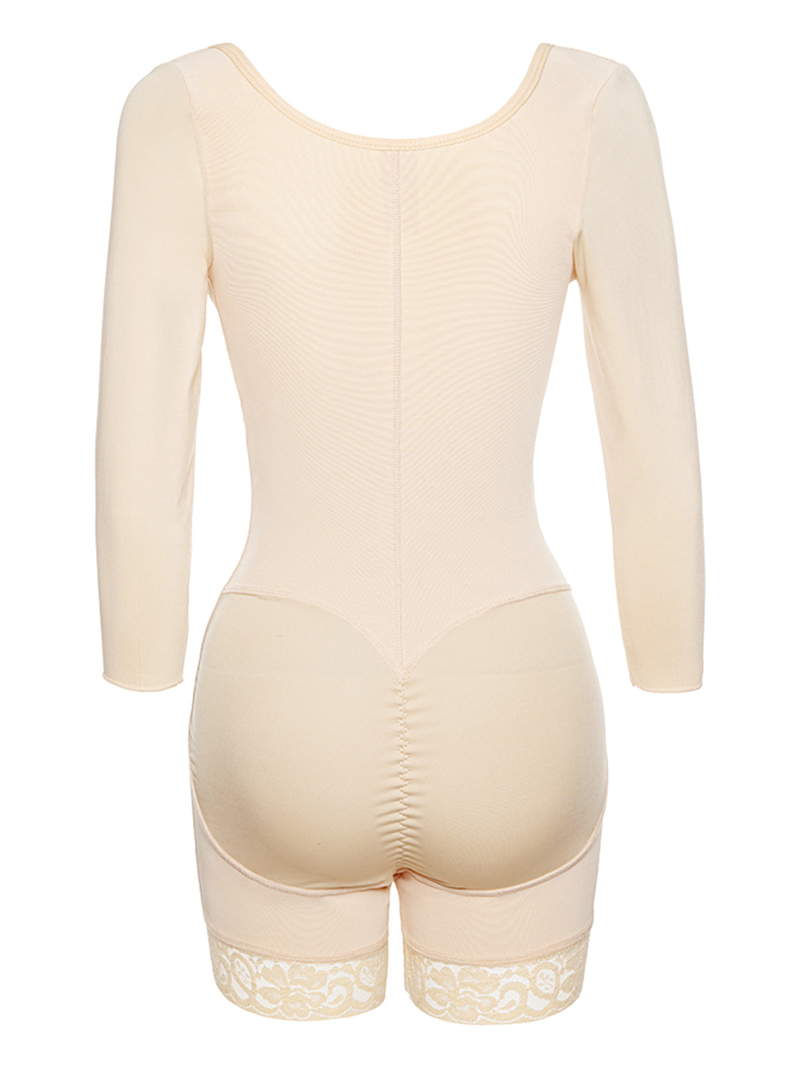 Full Size Zip Up Lace Detail Long Sleeve Shapewear