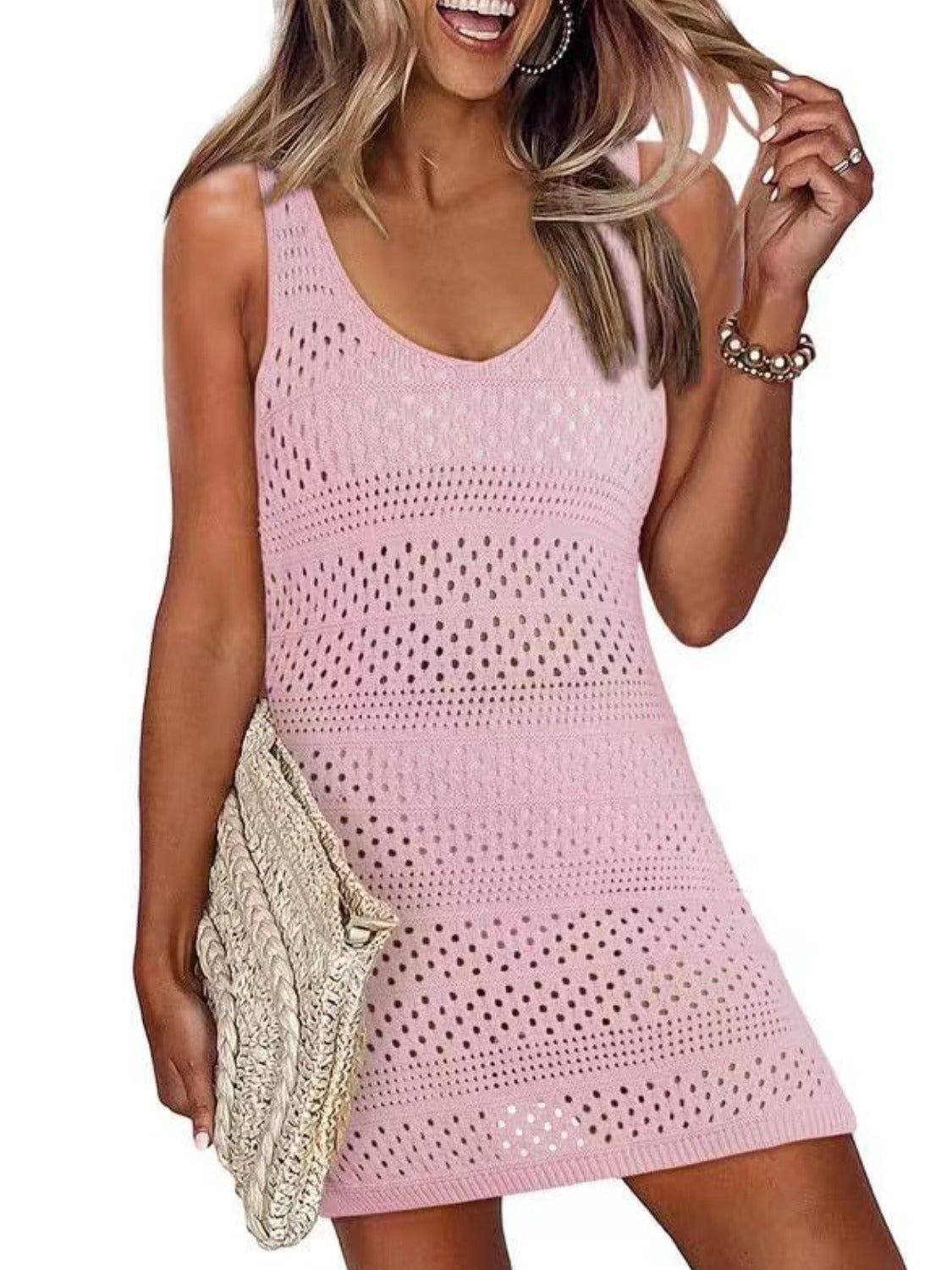 Openwork Scoop Neck Cover Up